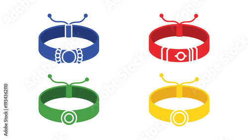 Colorful decorative friendship bracelets with circular charms and bows