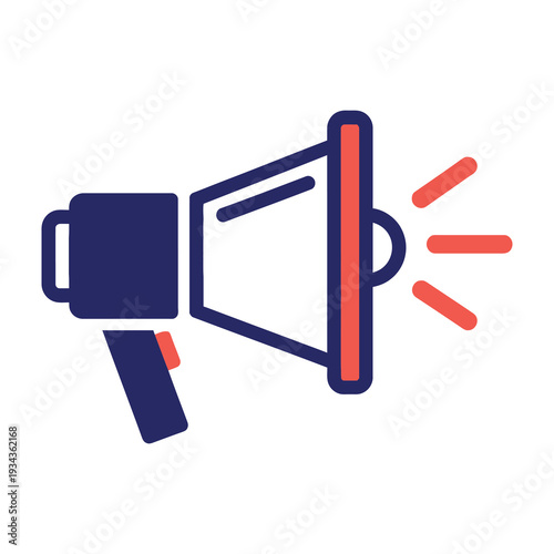 Megaphone amplifies announcement with dynamic sound waves