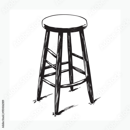 wooden stool chair isolated on white