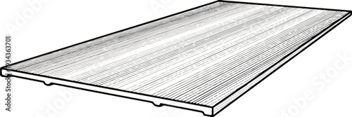 Isometric view of a wooden plank with wood grain texture