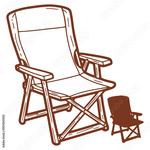 Illustration of two folding chairs suggesting outdoor recreation family fun and relaxation in a camping adventure