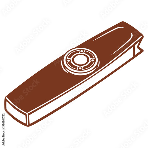 Isolated Kazoo Illustration in Brown and White Providing Vintage Style and Unique Music Instrument Design Perfect for Retro Projects