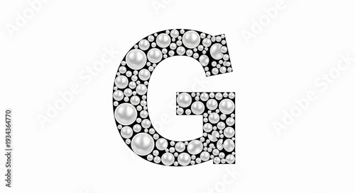 Uppercase letter 'G' formed by a multitude of white pearls