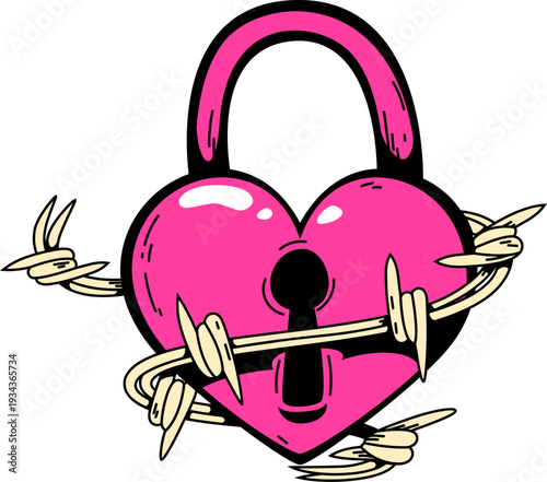 Heart Lock in Barbed Wire