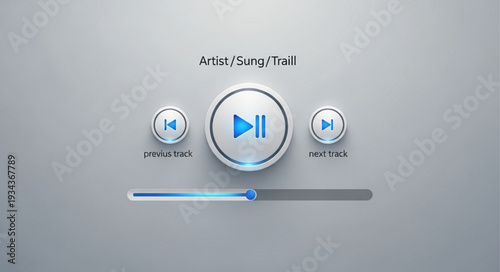 Modern Digital Music Player Interface with Play Controls and Progress Bar.