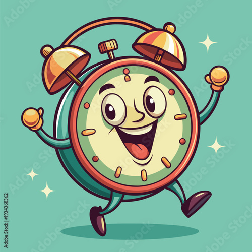 a retro style cartoon illustration of an alarm clo (8)