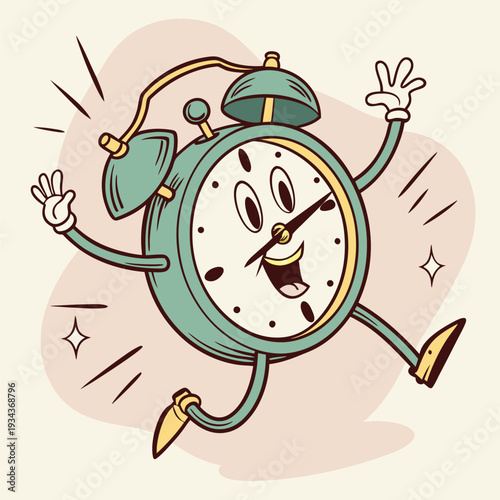 a retro style cartoon illustration of an alarm clo (9)