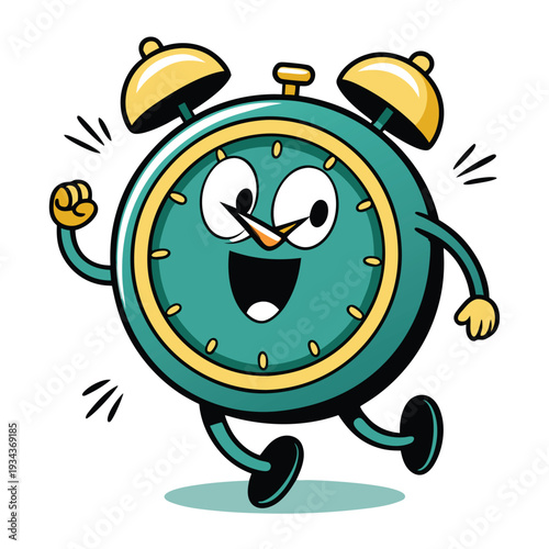 a retro style cartoon illustration of an alarm clo (4)