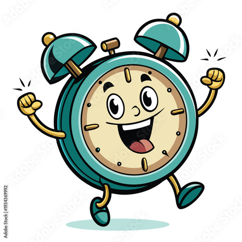 a retro style cartoon illustration of an alarm clo (1)