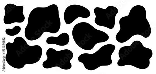 Abstract irregular organic set with black cute vector shape frame box. Hand drawn collage with abstract wavy background. Text rectangle banner with figure graphic shape