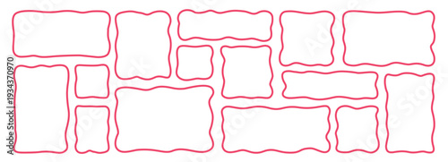 Abstract irregular organic set with line cute vector shape frame box. Hand drawn rough collage with abstract wavy background. Text rectangle banner with figure graphic shape