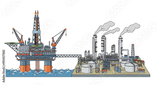 Offshore Oil Rig Industrial Complex.