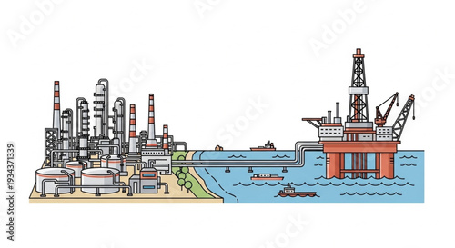 Offshore Oil Rig Industrial Complex.