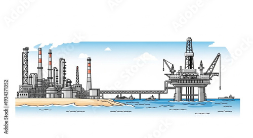 Offshore Oil Rig Industrial Site.