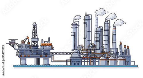 Offshore Oil Rig Industrial Site.