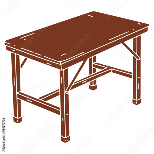 Wooden Folding Table Illustration for Picnic and Market Stalls Design Element Furniture Object Simple Design Style Minimalist Style