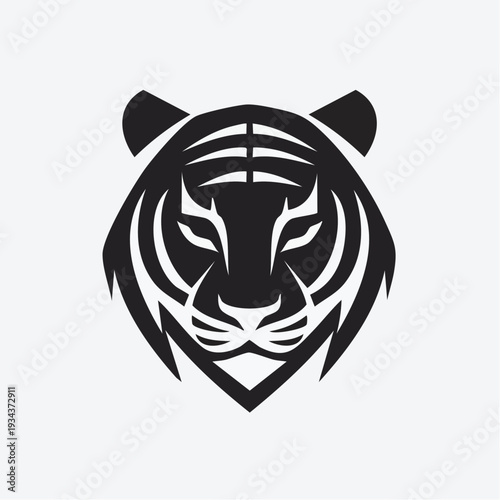 Majestic and powerful tiger head graphic, embodying strength and wild animal spirit in a striking emblem design