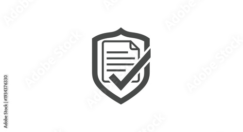 Document Security Icon: Shield with Checkmark and Paper