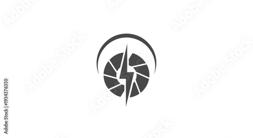 Photography Logo with Aperture and Lightning Bolt