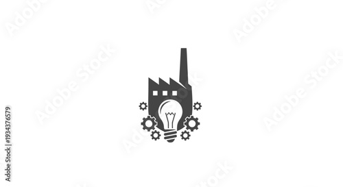 Factory light bulb gears icon - Industrial innovation and creativity concept