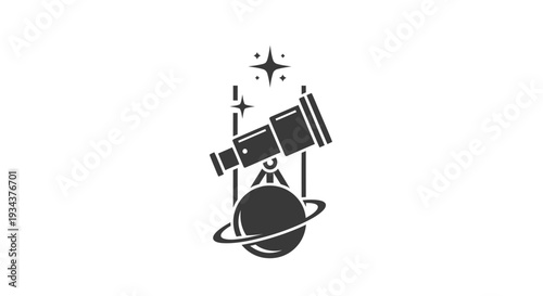 Telescope Observing Planet and Stars