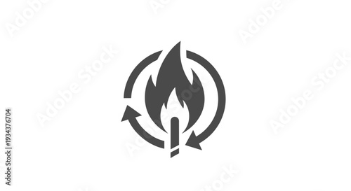 Matchstick with Flame and Circular Arrows Icon Symbol
