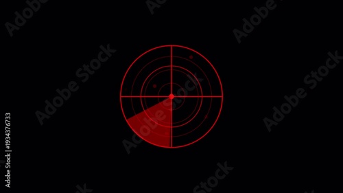 Digital Radar Scanner Animation 4K with Alpha Channel, Radar Sweep Animation 4K with Transparent Background Alpha Channel.