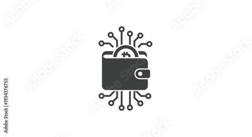 Digital Bitcoin Wallet Icon with Circuit Board Connections