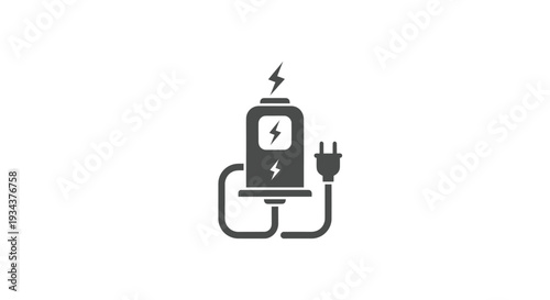 Electric car charging station icon, renewable energy symbol
