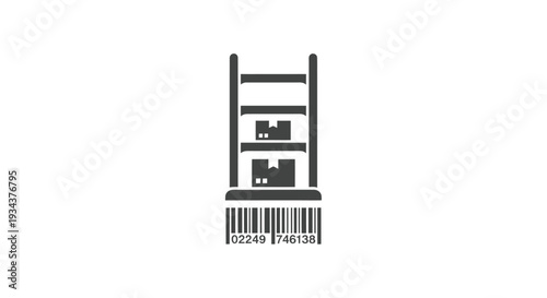 Barcode Scanner with Shelf and Boxes Icon