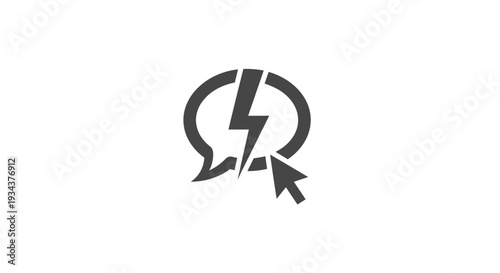 Speech bubble with lightning bolt and cursor icon, symbolizing quick communication or ideas