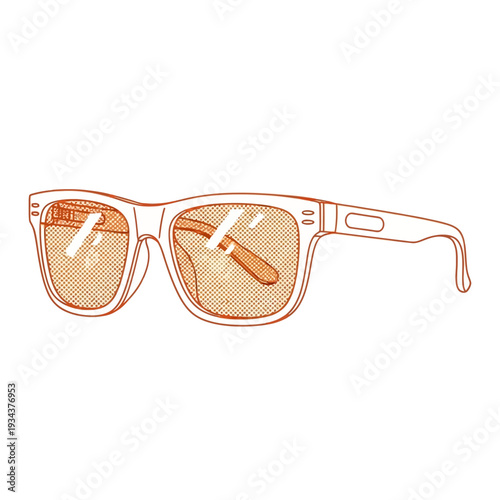 Vector illustration of classic retro sunglasses featuring a stylish outline design and reflective lenses, perfect for capturing summer fashion and vintage accessory concepts