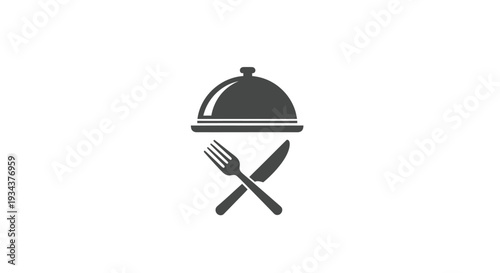 Restaurant Icon: Cloche, Fork and Knife