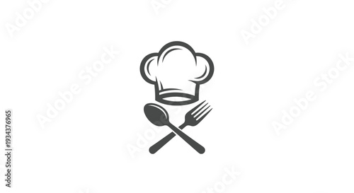 Chef Hat and Crossed Utensils Icon - Culinary Symbol for Restaurants and Cooking