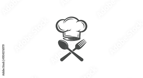 Chef Hat and Crossed Utensils Icon - Culinary and Restaurant Symbol