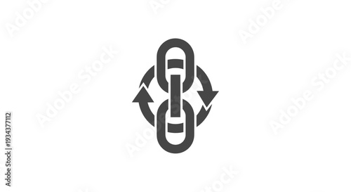 Interconnected chain links with circular arrows, symbolizing connection and workflow
