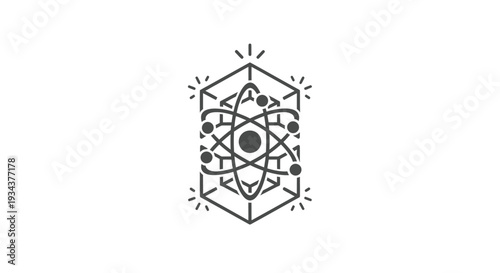 Abstract geometric atomic structure logo, science, technology, innovation, innovation, abstract, geometry, science, technology, innovation, innovation, abstract, geometry