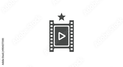 Film Reel Icon with Play Button and Star