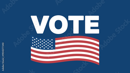 American flag with vote text on blue background