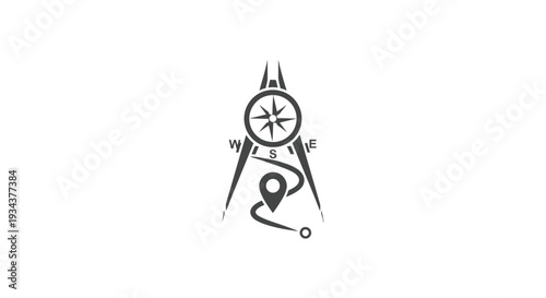 Compass and Map Pin Icon: Navigation, Travel, and Direction Symbol