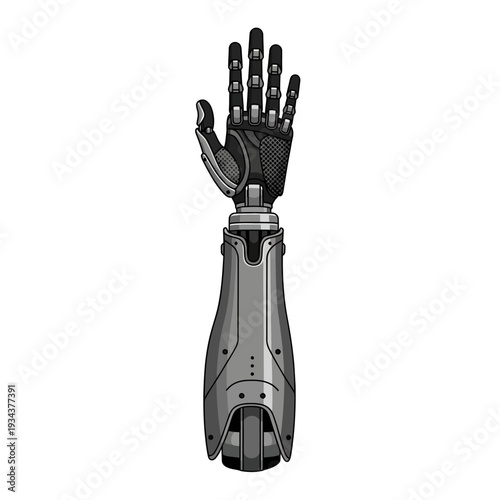 Advanced bionic limb Vector illustration showcasing futuristic human augmentation technology and prosthetic design for modern digital interfaces and sci-fi concepts