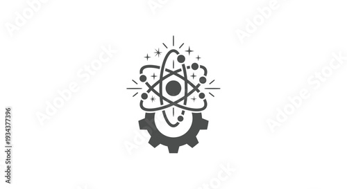 Atomic Gear Icon: Science, Technology, and Innovation Symbol