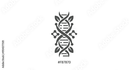 DNA Helix with Leaves and Molecules Icon