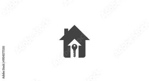 House key icon symbol, real estate concept, home ownership, property investment