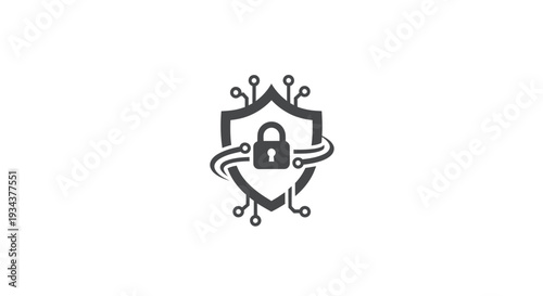 Digital Shield with Padlock Icon - Cybersecurity and Data Protection Concept
