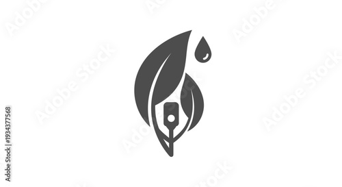 Eco-friendly bottle with leaf and water drop logo