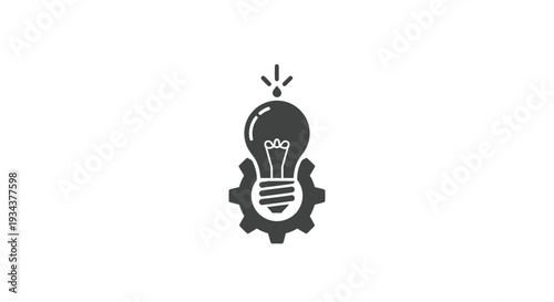 Light Bulb and Gear Icon: Symbol of Innovation, Ideas, and Engineering