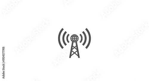 Radio tower broadcast signal graphic icon, transmission data network, communication concept