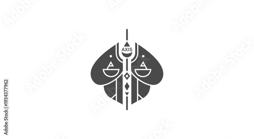 Abstract Geometric Symbol with Scales of Justice and Axis Text