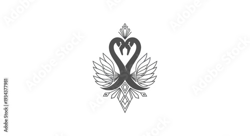 Elegant Swan Heart Logo Design - Love, Romance, Wedding Symbol